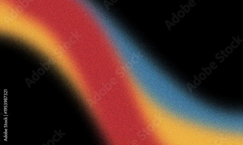 Multicolored curved lines on black grainy backgrou, abstract website header, poster, wallpaper, banner, backdrop, noise texture effect, copy space nd 