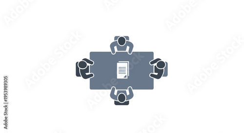 Business meeting with people around table.