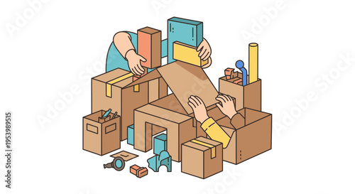 People packing boxes for moving and relocation services.