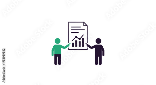 Two people discussing a graph report.