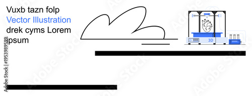 Technology, 3D printing, healthcare innovation, organ fabrication, futuristic design, and science. 3D printer forming a heart. 3D printing and healthcare innovation concept