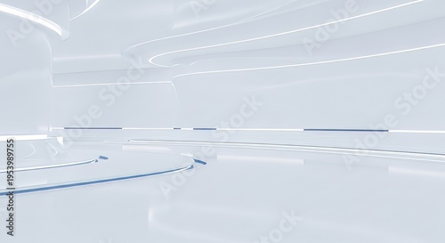 Wallpaper Mural Minimalist white futuristic interior architectural space with sleek curved walls, glossy surfaces, and subtle ambient lighting, embodying modern design and a high-tech aesthetic Torontodigital.ca