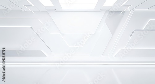 Wallpaper Mural Futuristic White Room Interior with Modern Architectural Design and Minimalist Aesthetics Torontodigital.ca