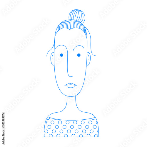 Line art illustration of a woman's face, portrait line art, vector artwork.