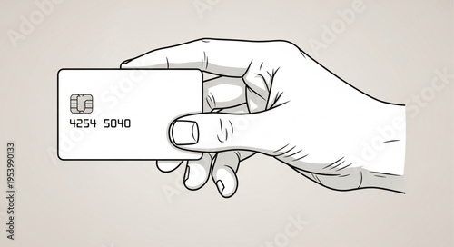 Hand Holding Credit Card - Financial Transaction Concept Illustration.