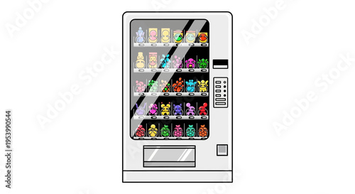 Vending machine filled with colorful toys and collectibles.