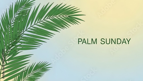 Vibrant artistic representation of sacred palm fronds, symbolizing a significant religious observance and spiritual journey, set against a serene gradient backdrop for contemplative design