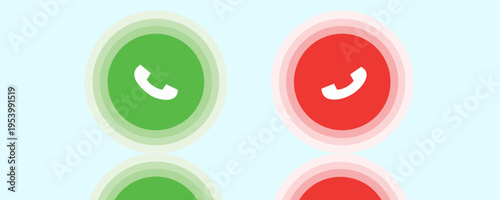Answer and decline phone call buttons. Phone call. Telephone sign. Accept call and decline phone icons. vector