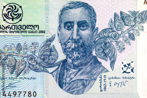 Bilde på lerret 1 Lari Georgian Banknote with a portrait of the primitivist artist Niko Pirosmani