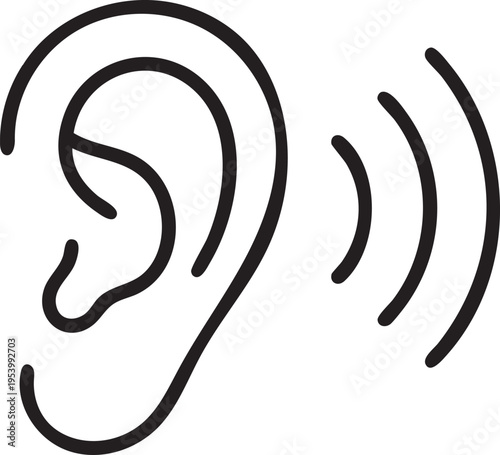 Ear listening sound waves outline icon