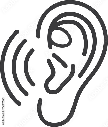 Ear hearing sound waves icon