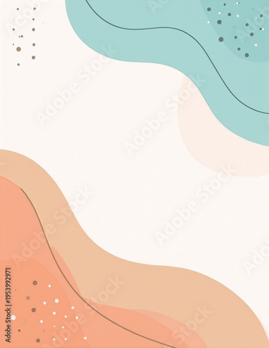 a minimal abstract background with smooth orange and blue waves flowing diagonally over a soft gradient backdrop
