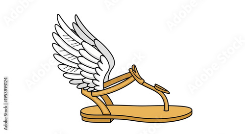 cartoon illustration of a sandal with white wings attached