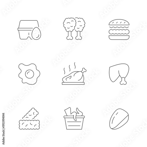 Set line icons of chicken