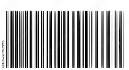 Barcode with black vertical lines on white background for product identification featuring inventory, scanning, retail
