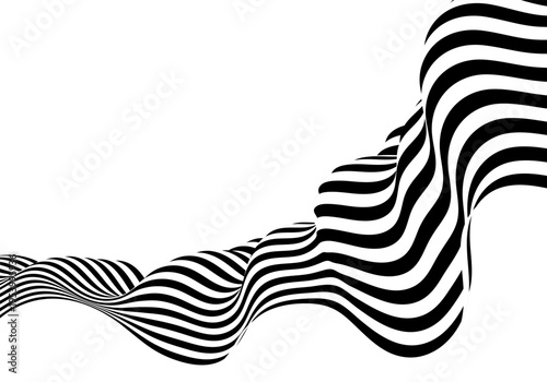 Geometric composition of wavy lines creating visual volume and rhythm. Eps 10