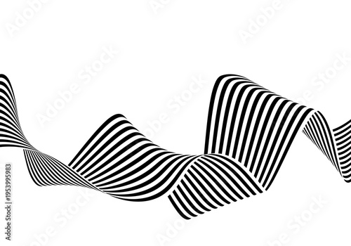 Elegant vector pattern of black wavy lines on a white background. Eps 10