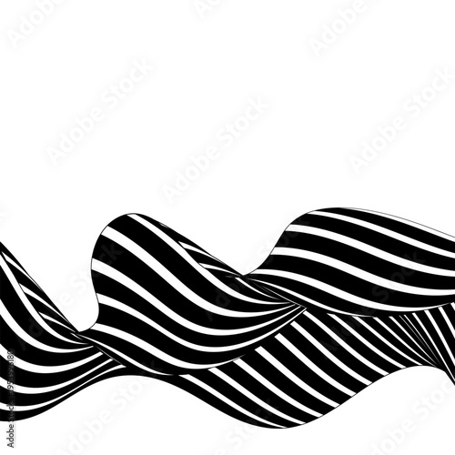 Stylized black and white wave with space deformation effect and a high level of contrast. Eps 10