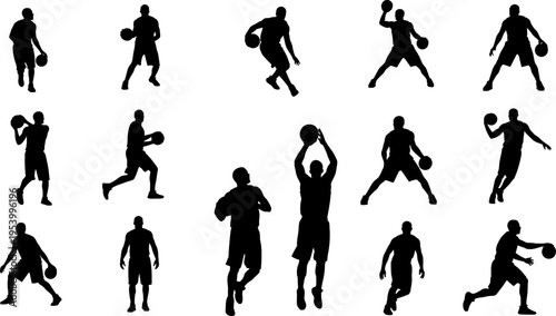 Basketball Player Silhouettes A Collection of Dynamic Poses and Actions