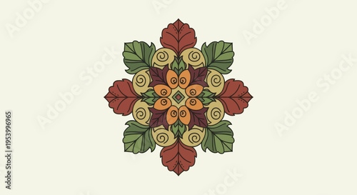 Colorful floral mandala design pattern.