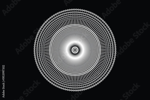 Hypnotic Concentric Circles Vector Illustration with Optical Illusion Effect, Abstract Black and White Geometric Pattern for Modern Design Backgrounds