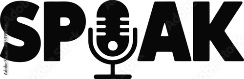 Logo of the speak podcast with a microphone