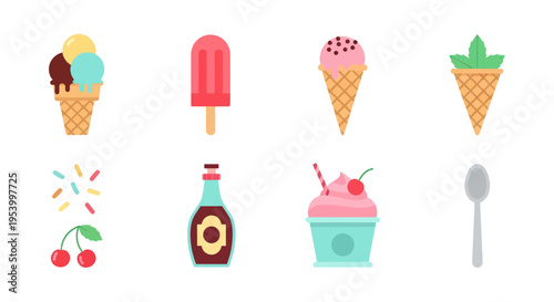 Colorful ice cream and sweet treats.