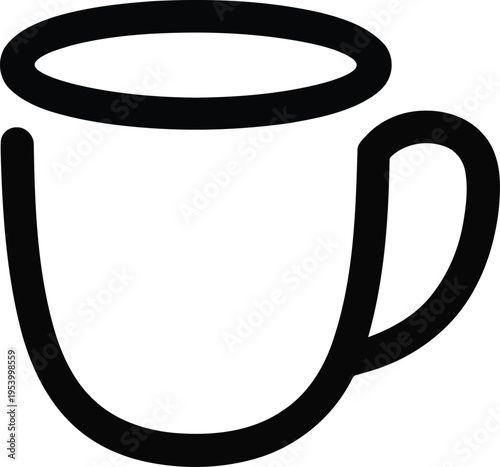 A simple black and white drawing of a mug