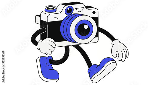 Playful Camera Mascot Character Winking and Holding Content Creation Gear, 3D Vector Illustration for Photography Studio Branding and Social Media Marketing