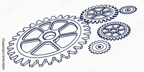 Intricate mechanical gears in various sizes and shapes interconnected
