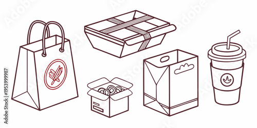 A variety of shopping bags and containers for carrying items.