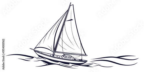A serene sailboat gliding across calm waters on a sunny day.