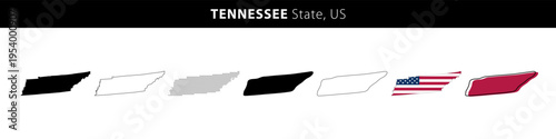 Map of Tennessee state, US