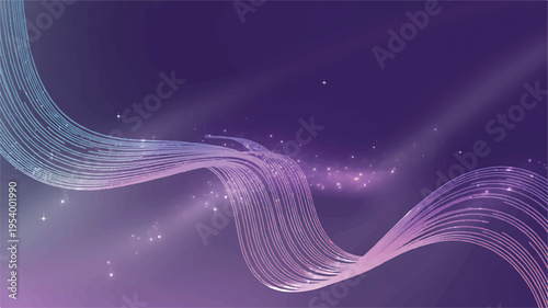 A digital art background featuring flowing abstract lines and sparkles