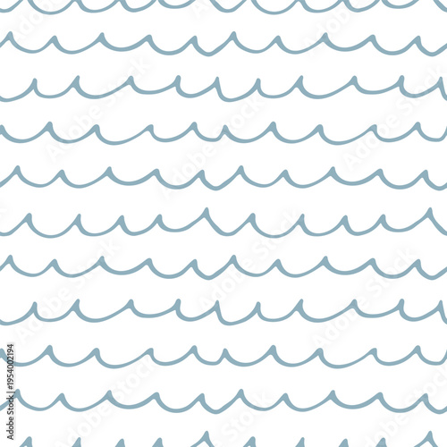 Doodle wavy line seamless pattern. Abstract ocean sea themed sketch texture. Striped water wave striped background. Minimalist pattern for wallpaper, cover, package, wrapping paper, scrapbooking