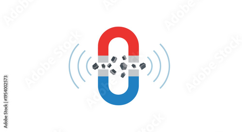 Magnetic attraction with metal filings.