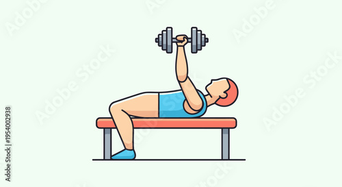 Woman doing dumbbell bench press exercise.