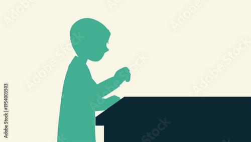 Person working desk silhouette office activity productivity vector illustration design element for workplace routine business tasks and professional environment concept use