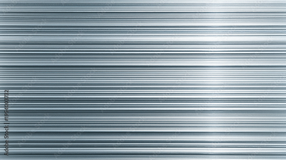Fototapeta premium Abstract silver metal background with horizontal parallel lines and realistic metallic reflection.