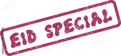Grunge purple rectangular stamp featuring an Eid Special message for exclusive holiday offers and deals