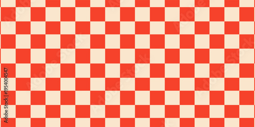 Bilde på lerret Psychedelic abstract wavy checkered background in red and beige