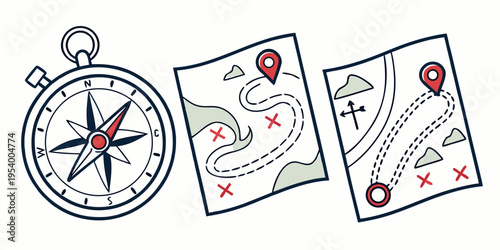 A collection of navigational tools and maps for outdoor adventures