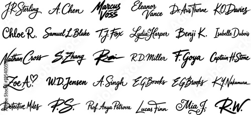 handwritten signature collection modern script font style bundle
