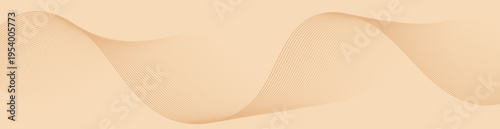 Abstract aesthetic background with wave and lines, beige gradient banner 