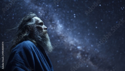Old Abraham looks at the sky filled with stars.	