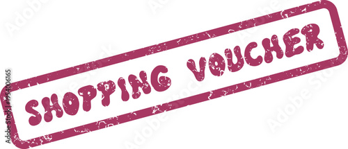 Authentic textured purple stamp impression clearly showcasing the words SHOPPING VOUCHER for retail promotions