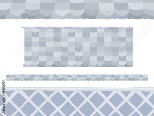 かわいい瓦屋根となまこ壁のイラスト素材セット