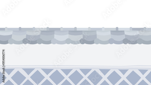 かわいいなまこ壁と瓦屋根の塀の背景イラスト_16:9