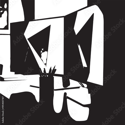 Graffiti letters abstract with black and white geometric shapes and lines featuring stencil art, urban art, street art with typography and bold