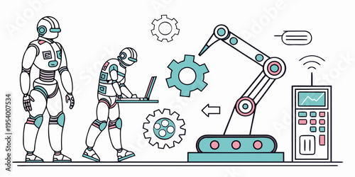Advanced robotics and automation technology in a futuristic workspace environment